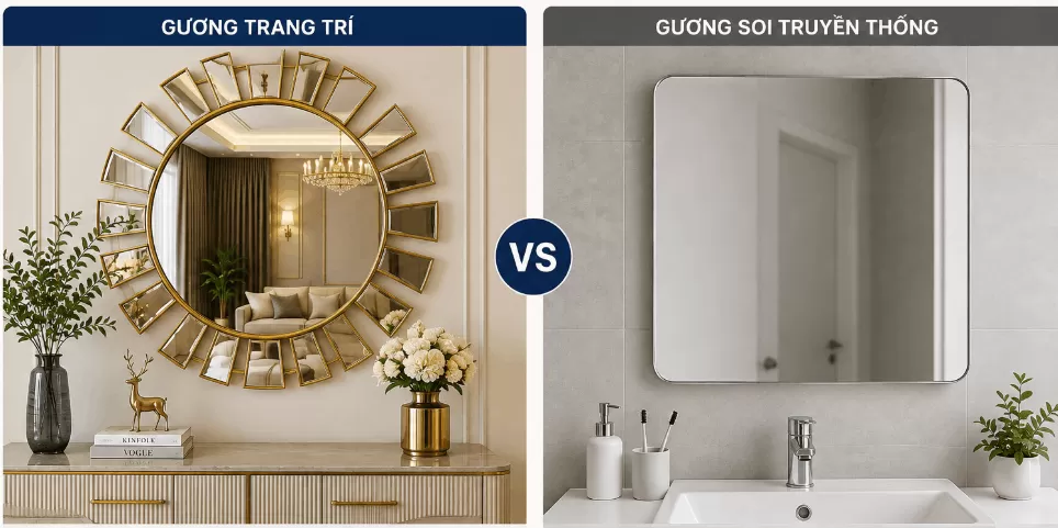 Gương trang trí khác gì gương soi truyền thống?